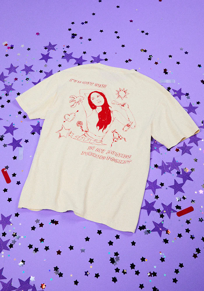 oversized sun in my mother fucking pocket t-shirt in ivory - Image 5